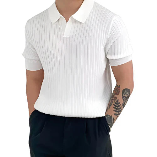 camisa Polo de algodão canelado